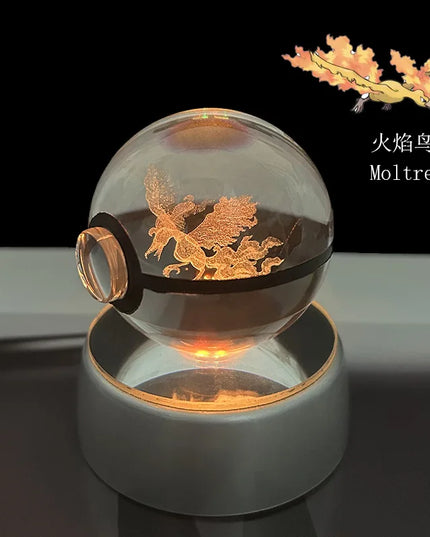Pokemon Crystal Ball Pikachu Gengar Eevee Mewtwo Lacario Anime Game Pokeball Led Night Light Base Kids Birthday Gift Home Decor