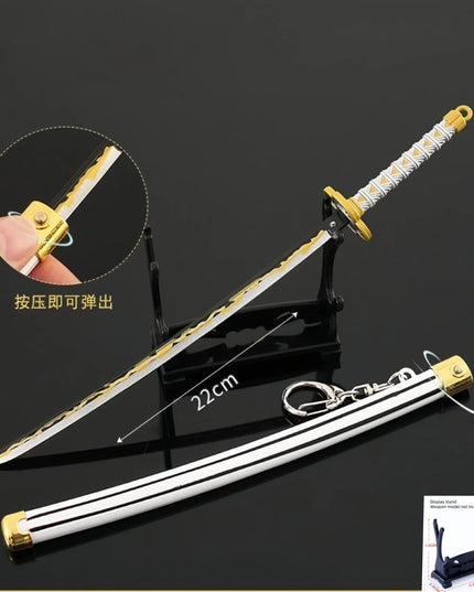 Demon Slayer Peripherals Tanjiro, Agatsuma Zenitsu Katana Full Metal Weapons Bounce Jump Knife Crafts Toy Sword Model Ornaments