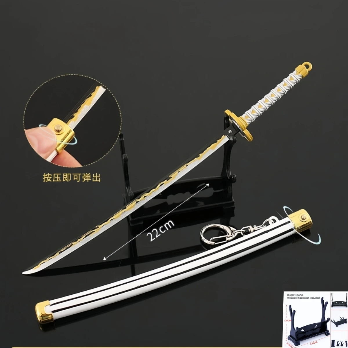Demon Slayer Peripherals Tanjiro, Agatsuma Zenitsu Katana Full Metal Weapons Bounce Jump Knife Crafts Toy Sword Model Ornaments
