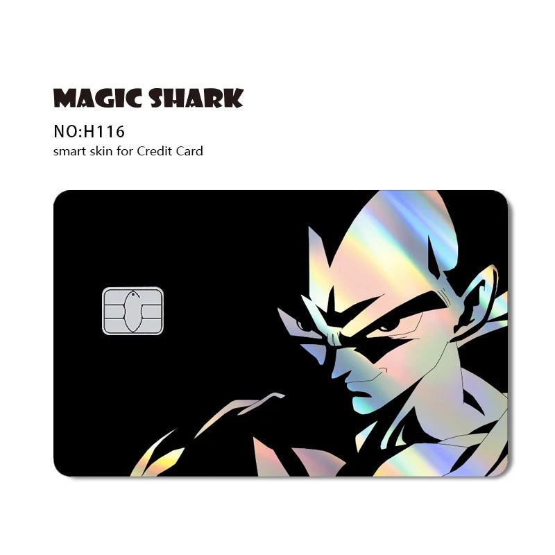 Magic Shark Goku Vegeta Cool Shinny Holographic Laser Credit Debit Card Sticker Film Front Skin Cover