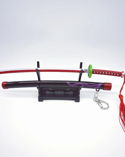 Demon Slayer Peripherals Tanjiro, Agatsuma Zenitsu Katana Full Metal Weapons Bounce Jump Knife Crafts Toy Sword Model Ornaments