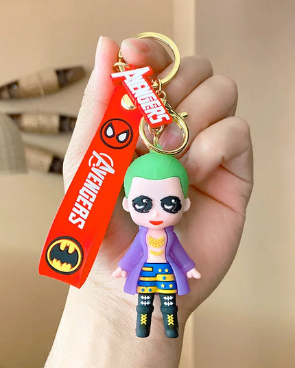 Anime Harley Quinn Cartoon Marvel Batman Joker Image Doll Keychain Cute Key Ring Pendant Wonder Woman Jewelry Gifts for Friends