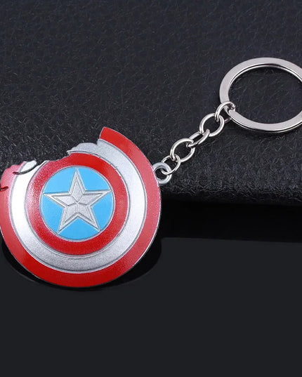 Creative Marvel Series Captain America Shield Keychain Rotating Dripping Shield Avengers Keychain Popular Accessory Pendant