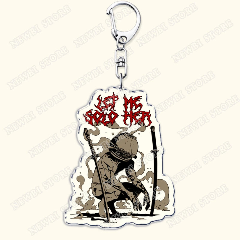 Video Game Dark Souls Keychains for Women Accessories Bag Bloodborne Malenia Melina Keyrings Jewelry Fans Gaming Friends Gift