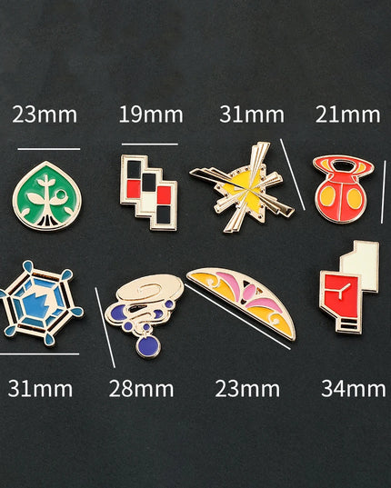 Pokemon Gym Badges Kanto Johto Hoenn Sinnoh Unova Kalos League Region Orange Islands Pins Brooches Box Set Pocket Monster
