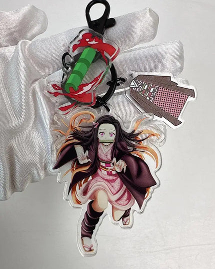 Hot Anime Demon Slayer Keychain Kamado Tanjirou Tomioka Giyuu Rengoku Kyoujurou Cosplay Acrylic Key Chains Fans Gift