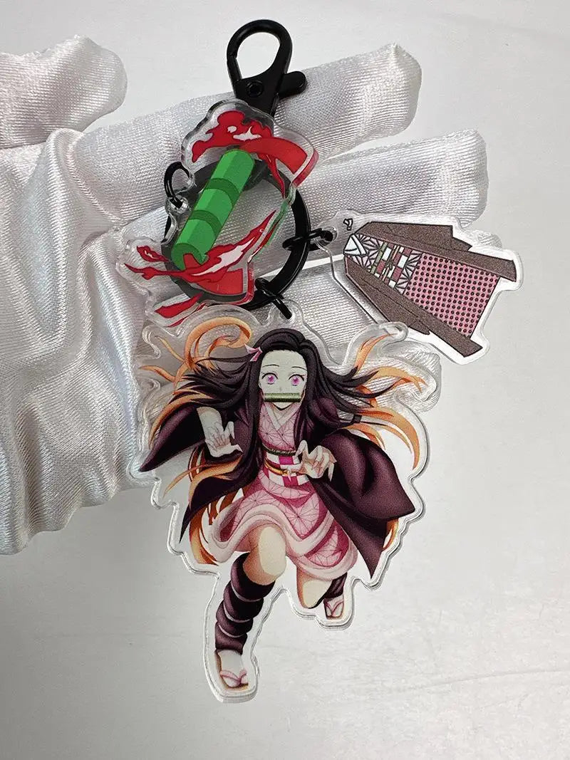 Hot Anime Demon Slayer Keychain Kamado Tanjirou Tomioka Giyuu Rengoku Kyoujurou Cosplay Acrylic Key Chains Fans Gift