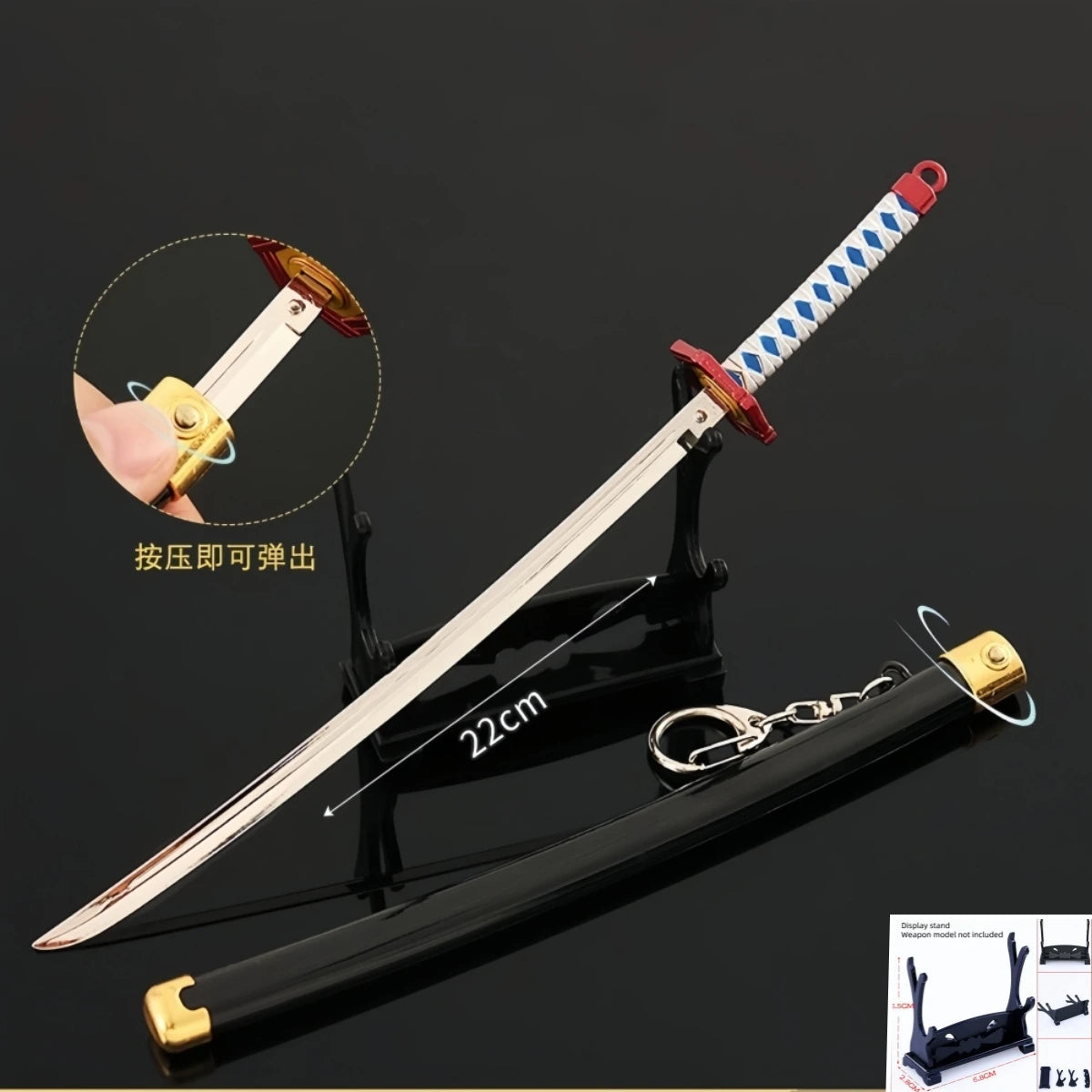 Demon Slayer Peripherals Tanjiro, Agatsuma Zenitsu Katana Full Metal Weapons Bounce Jump Knife Crafts Toy Sword Model Ornaments