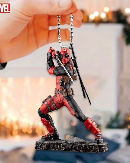 Ume Brand Marvel Deadpool 2D Acrylic Car Accessory - Vibrant Rearview Mirror & Steering Wheel Decor Pendant, Durable Keychain, Artistic Design, Use, Movie Theme, No Power Needed, Featherless, Home Decor
